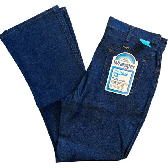 NWT Vintage 1970s Men's Wrangler No Fault Denim Bootcut Jeans 845DEN Size 36x35